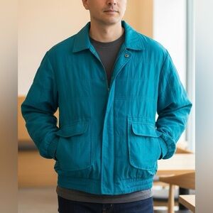 Vintage 100%silk Lavon Teal Silk Jacket